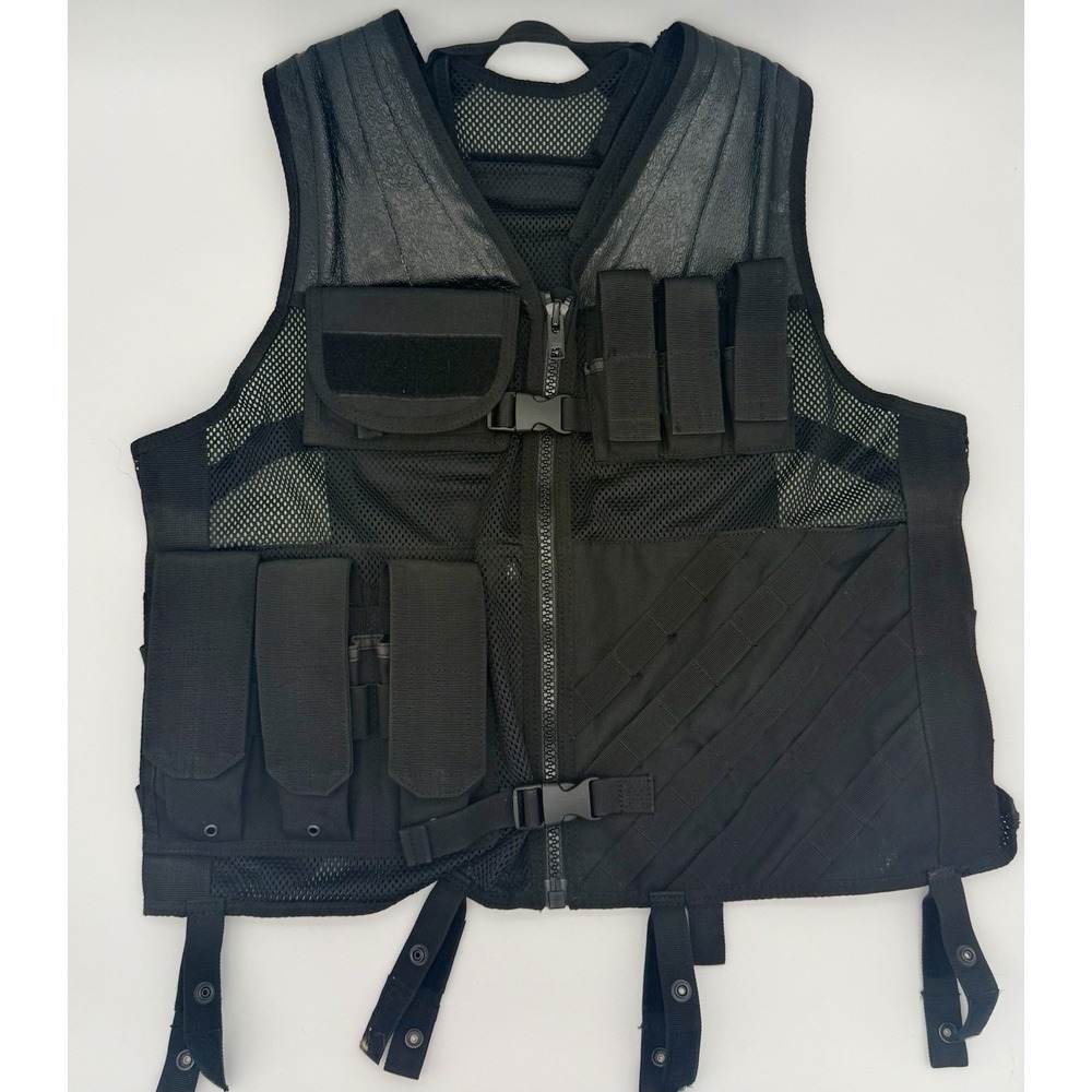 Condor Tactical Cross Draw Vest XL-XXL Black MOLLE Mesh Airsoft Hunting Used